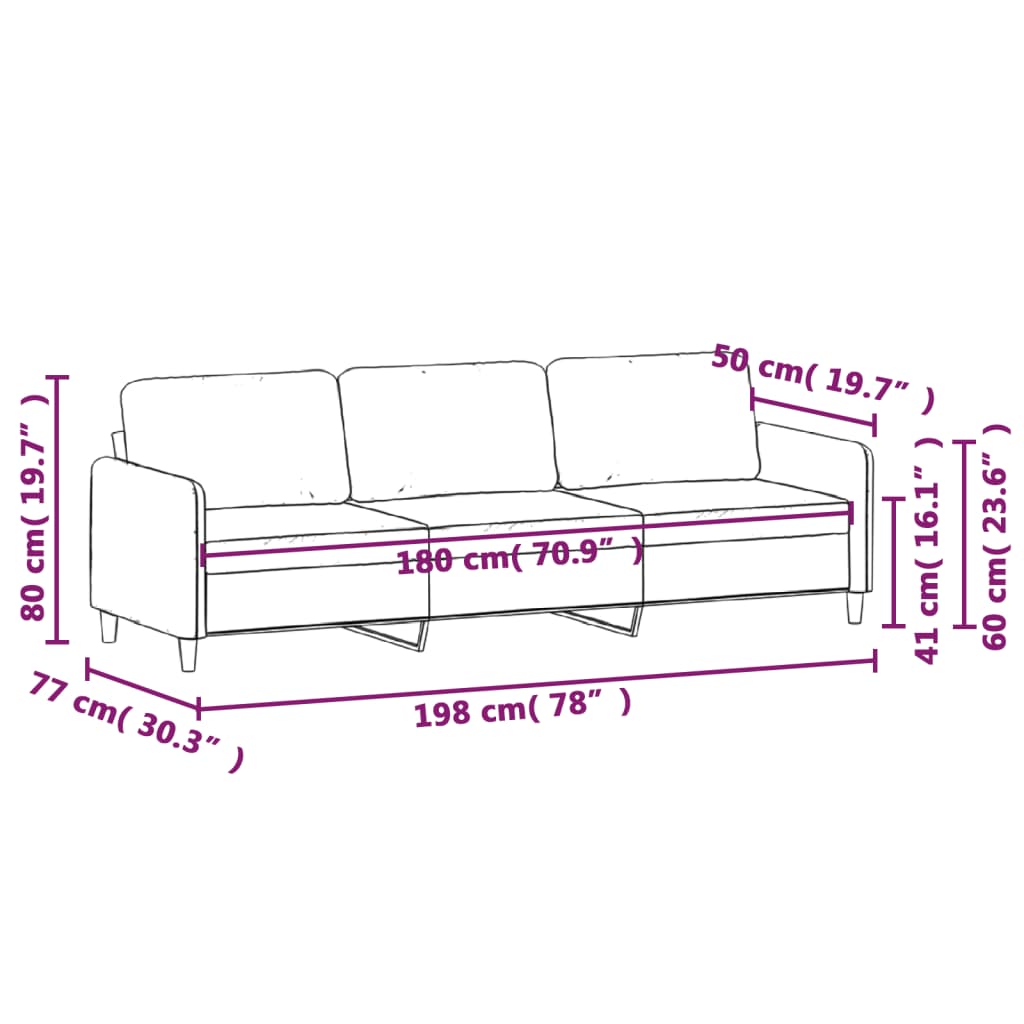 3-Sitzer-Sofa Dunkelgrün 180 cm Samt