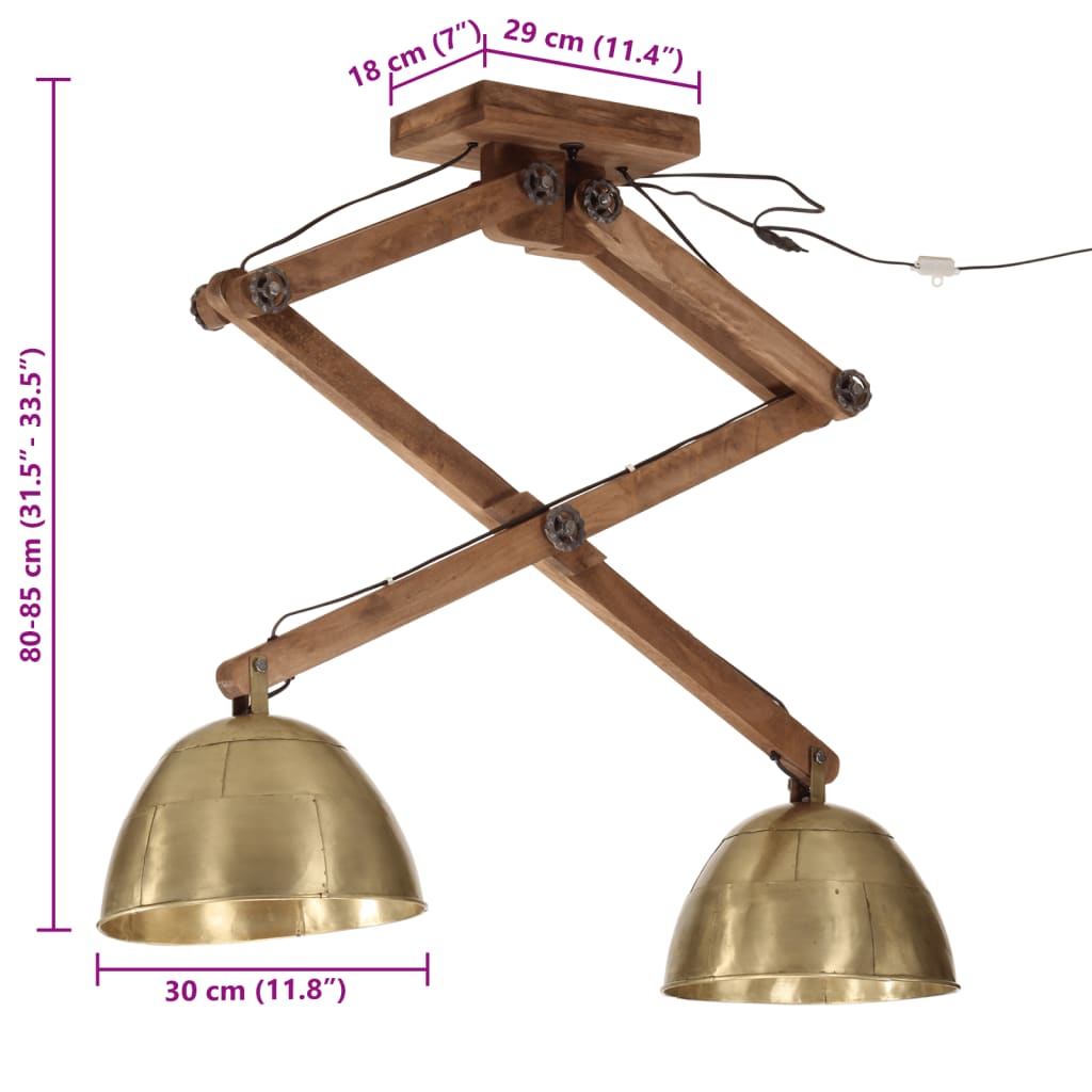 Deckenleuchte 25 W Antik-Messing 29x18x85 cm E27