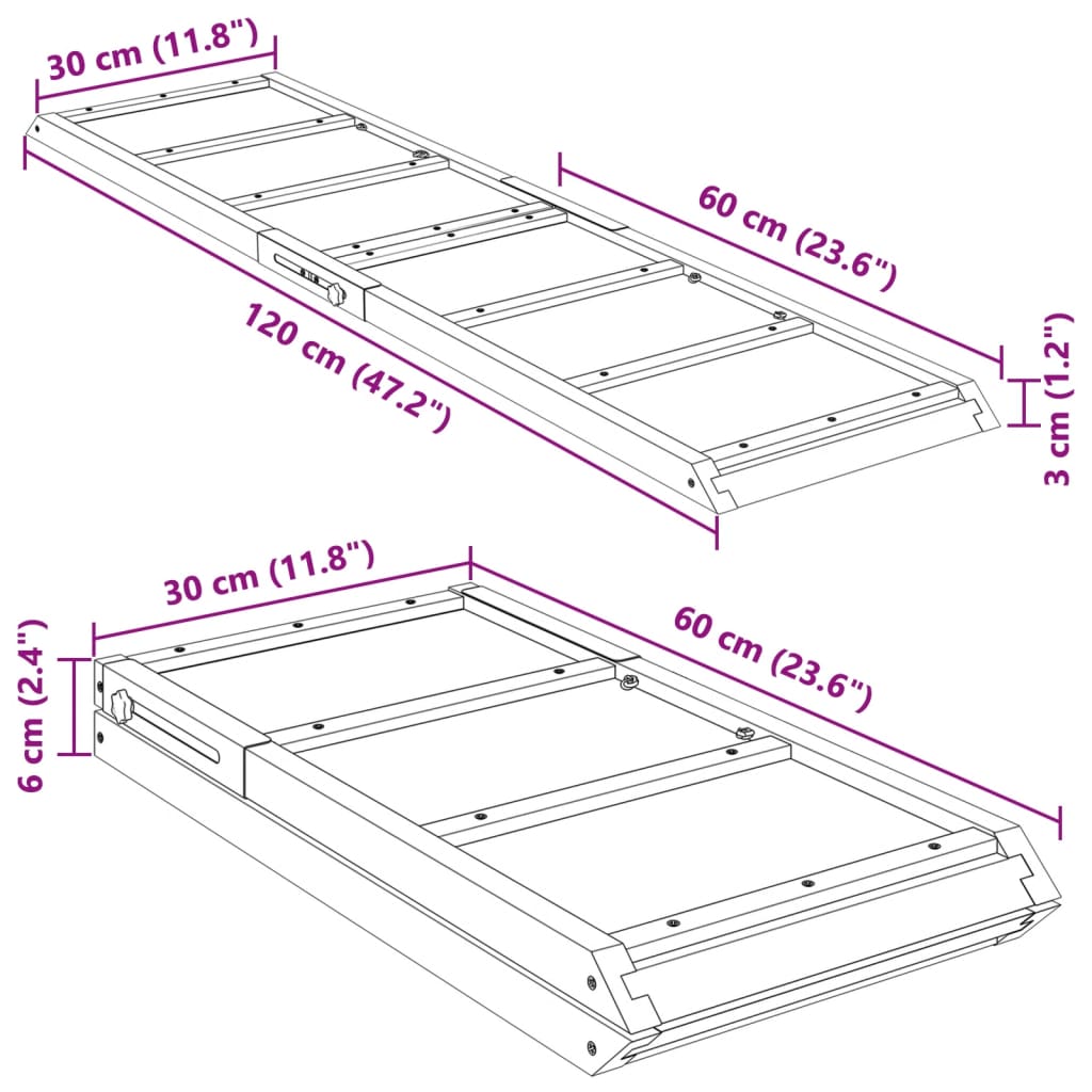 Hunderampe Grau 120x30 cm Massivholz Tanne