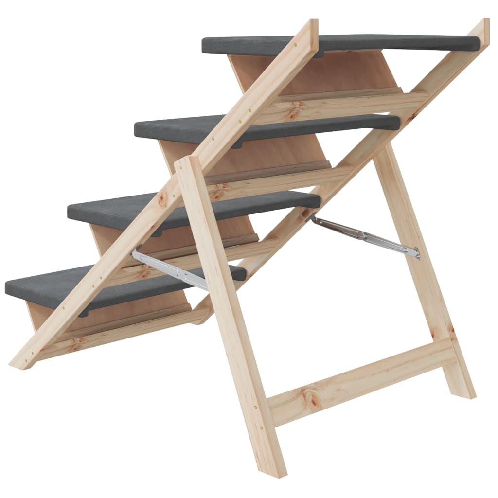 Hundetreppe Grau 105x47 cm Massivholz Tanne