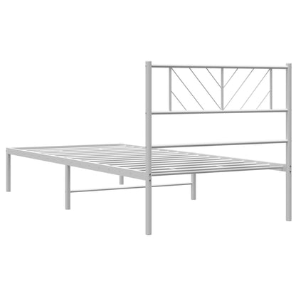 Bettgestell mit Kopfteil Metall Weiß 80x200 cm