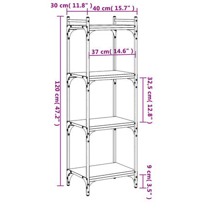 Bücherregal 4 Böden Schwarz 40x30x120 cm Holzwerkstoff