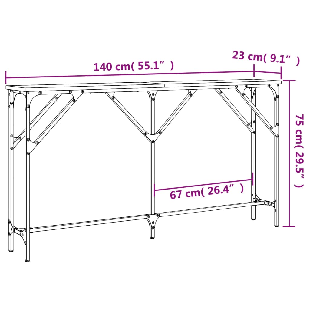 Konsolentisch Schwarz 140x23x75 cm Holzwerkstoff