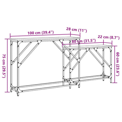 Konsolentische 2 Stk. Räuchereiche Holzwerkstoff