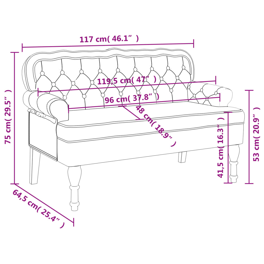 Sitzbank mit Rückenlehne Braun 119,5x64,5x75 cm Wildleder-Optik