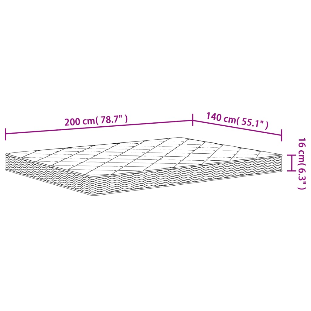 Matratze Schaumstoff Mittelweich 140x200 cm