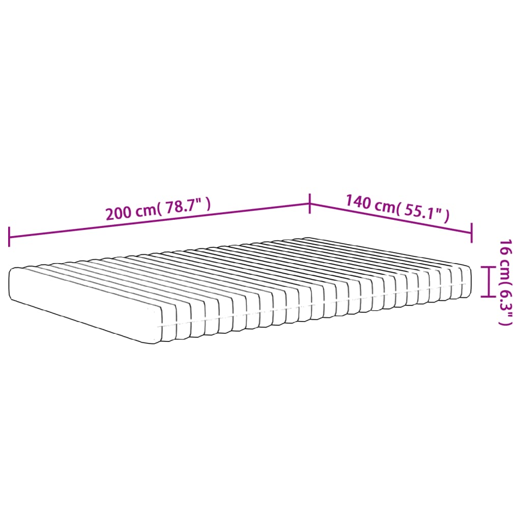 Matratze Schaumstoff Mittelweich 140x200 cm