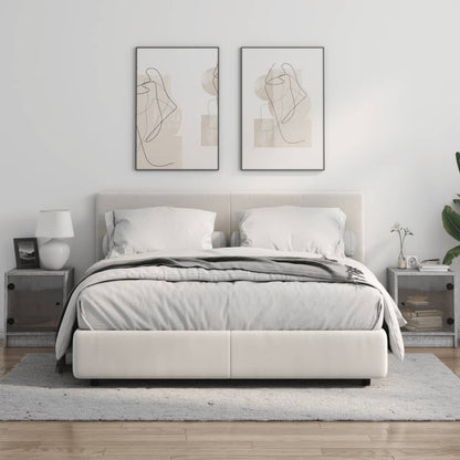 Nachttische mit Glastüren 2 Stk. Grau Sonoma 35x37x42 cm