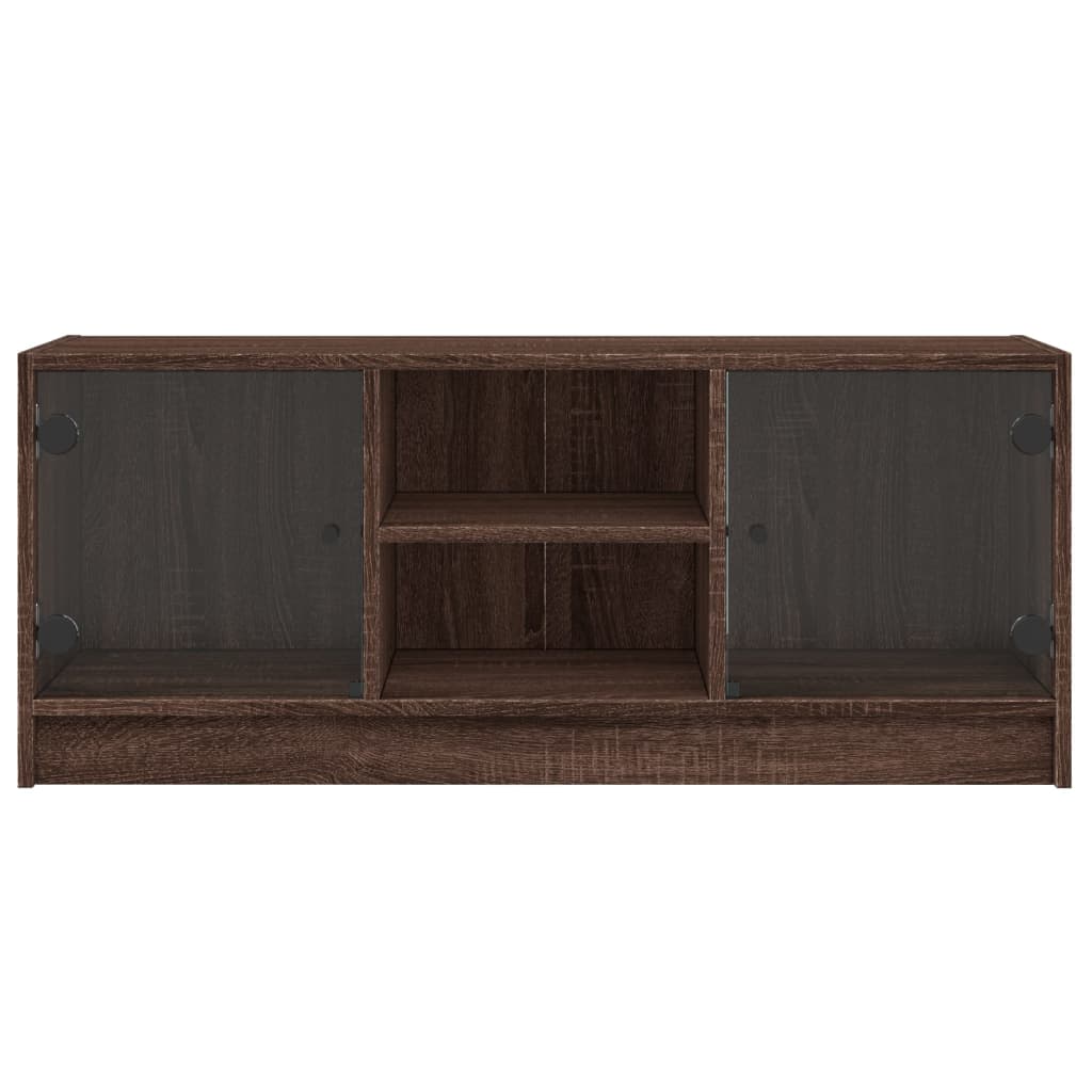 TV-Schrank mit Glastüren Braun Eichen-Optik 102x37x42 cm