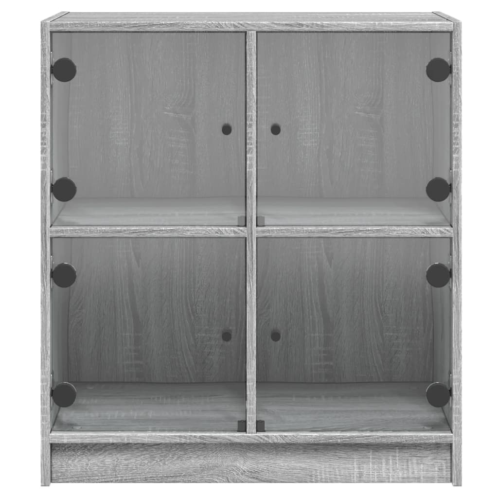Beistellschrank mit Glastüren Grau Sonoma 68x37x75,5 cm