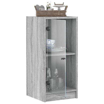 Beistellschrank mit Glastüren Grau Sonoma 35x37x75,5 cm