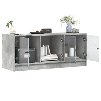 TV-Schrank mit Glastüren Betongrau 102x37x42 cm