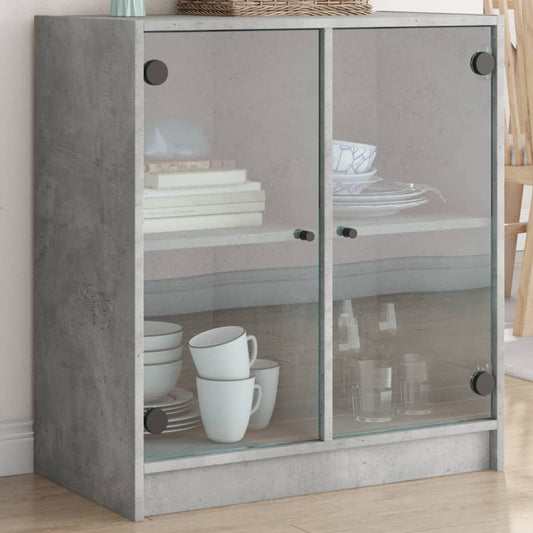 Beistellschrank mit Glastüren Betongrau 68x37x75,5 cm