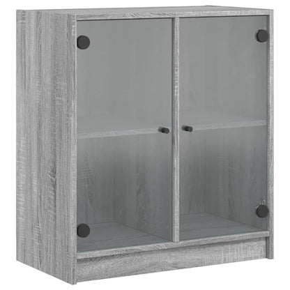 Beistellschrank mit Glastüren Grau Sonoma 68x37x75,5 cm