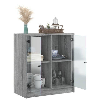 Beistellschrank mit Glastüren Grau Sonoma 68x37x75,5 cm