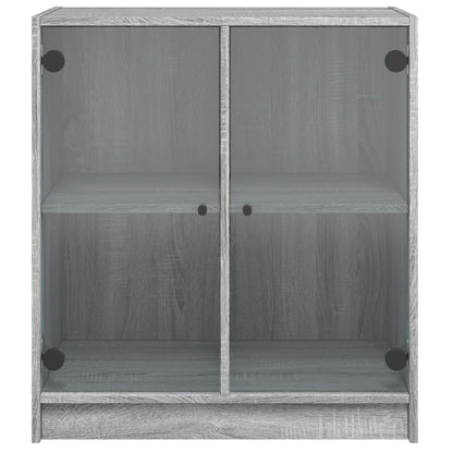 Beistellschrank mit Glastüren Grau Sonoma 68x37x75,5 cm