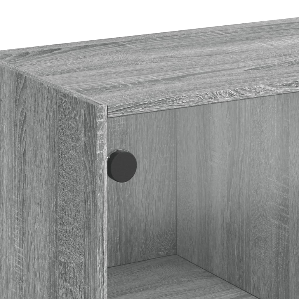 Beistellschrank mit Glastüren Grau Sonoma 68x37x75,5 cm