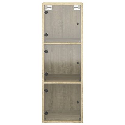 Wandschrank mit Glastüren Sonoma-Eiche 35x37x100 cm