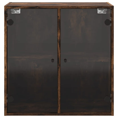 Wandschrank mit Glastüren Räuchereiche 68x37x68,5 cm