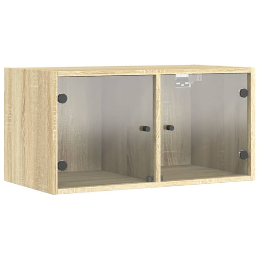 Wandschrank mit Glastüren Sonoma-Eiche 68,5x37x35 cm