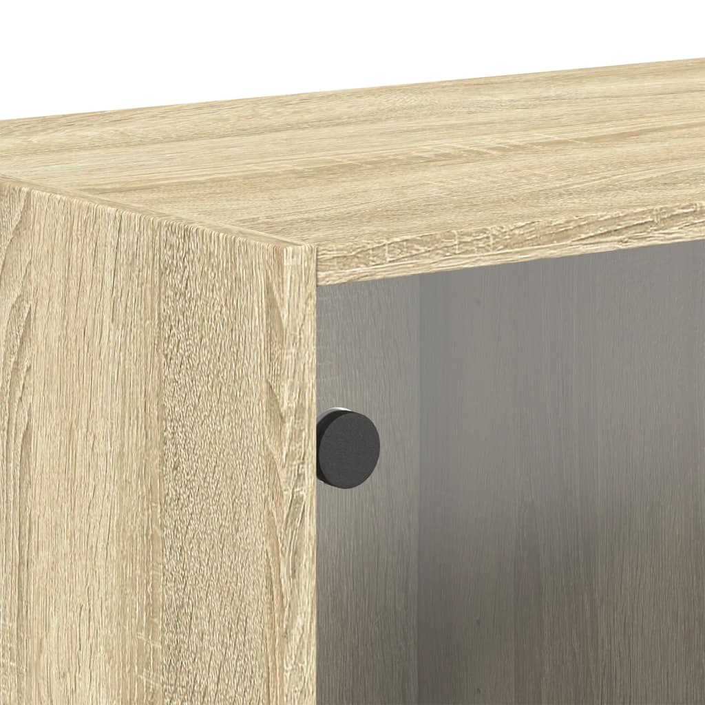 Wandschrank mit Glastüren Sonoma-Eiche 68,5x37x35 cm
