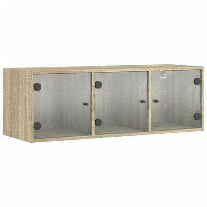 Wandschrank mit Glastüren Sonoma-Eiche 102x37x35 cm