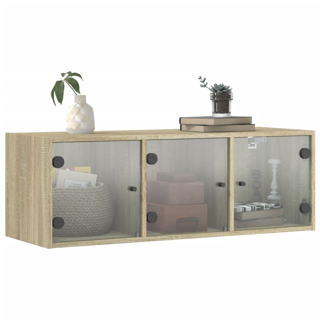 Wandschrank mit Glastüren Sonoma-Eiche 102x37x35 cm