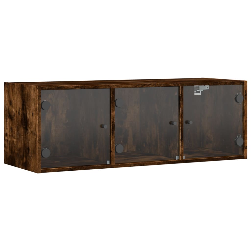 Wandschrank mit Glastüren Räuchereiche 102x37x35 cm