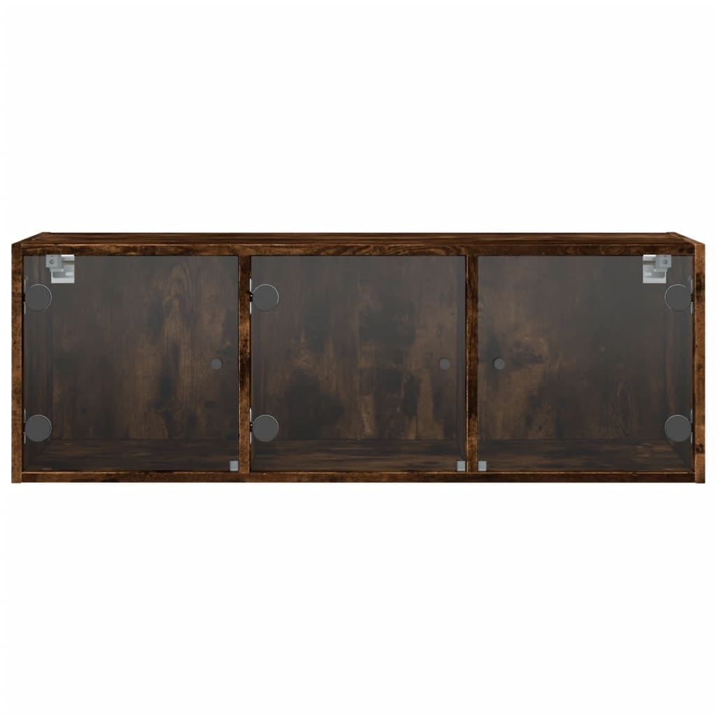 Wandschrank mit Glastüren Räuchereiche 102x37x35 cm