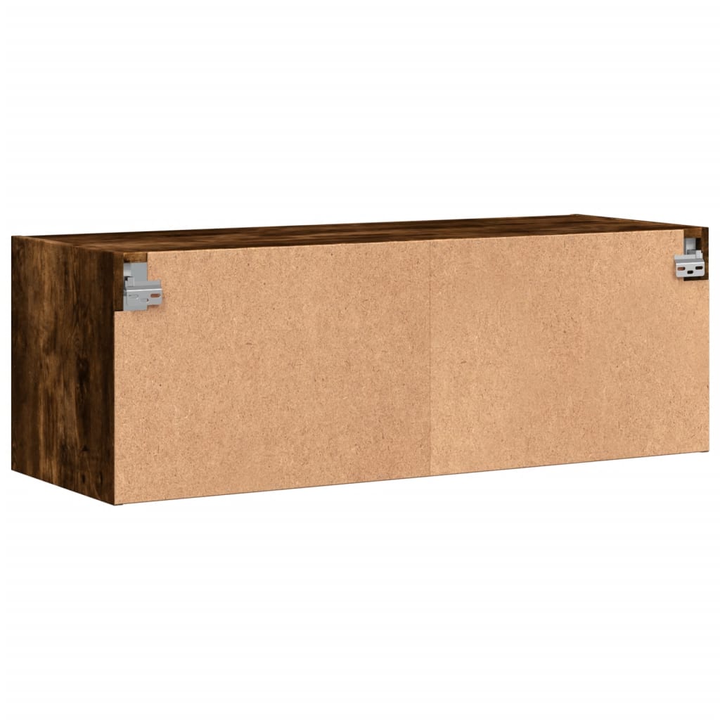 Wandschrank mit Glastüren Räuchereiche 102x37x35 cm