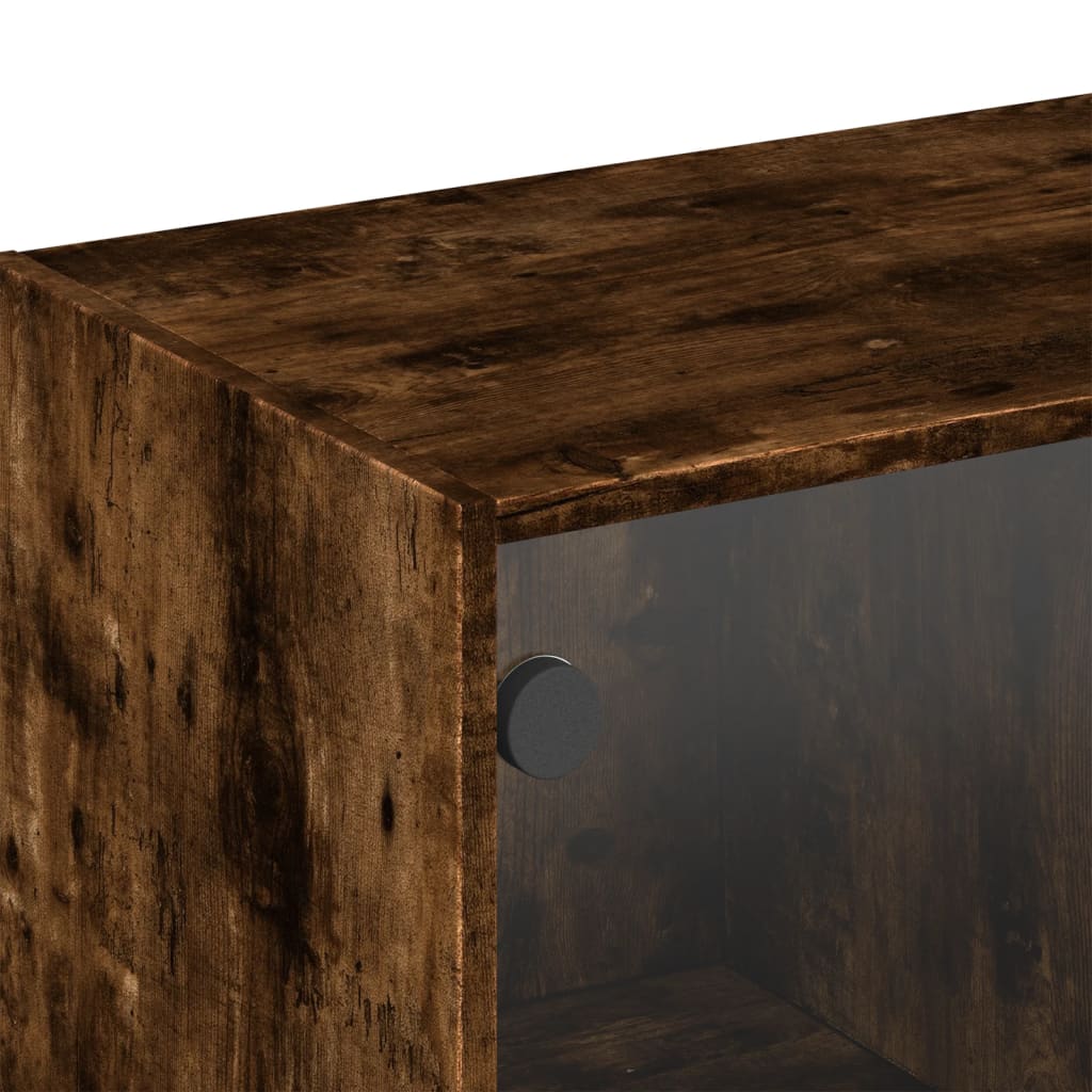 Wandschrank mit Glastüren Räuchereiche 102x37x35 cm