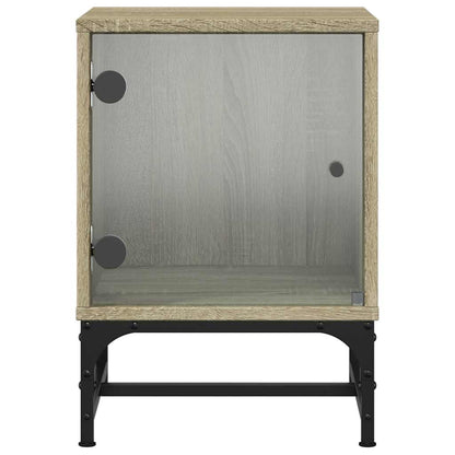 Nachttische mit Glastüren 2 Stk. Sonoma-Eiche 35x37x50 cm