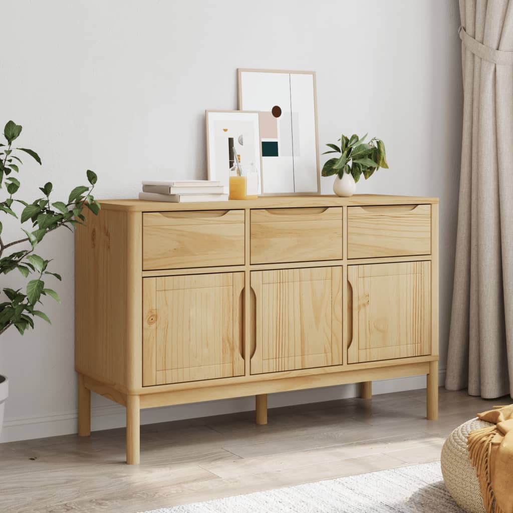 Sideboard FLORO Wachsbraun 114x43x74 cm Massivholz Kiefer