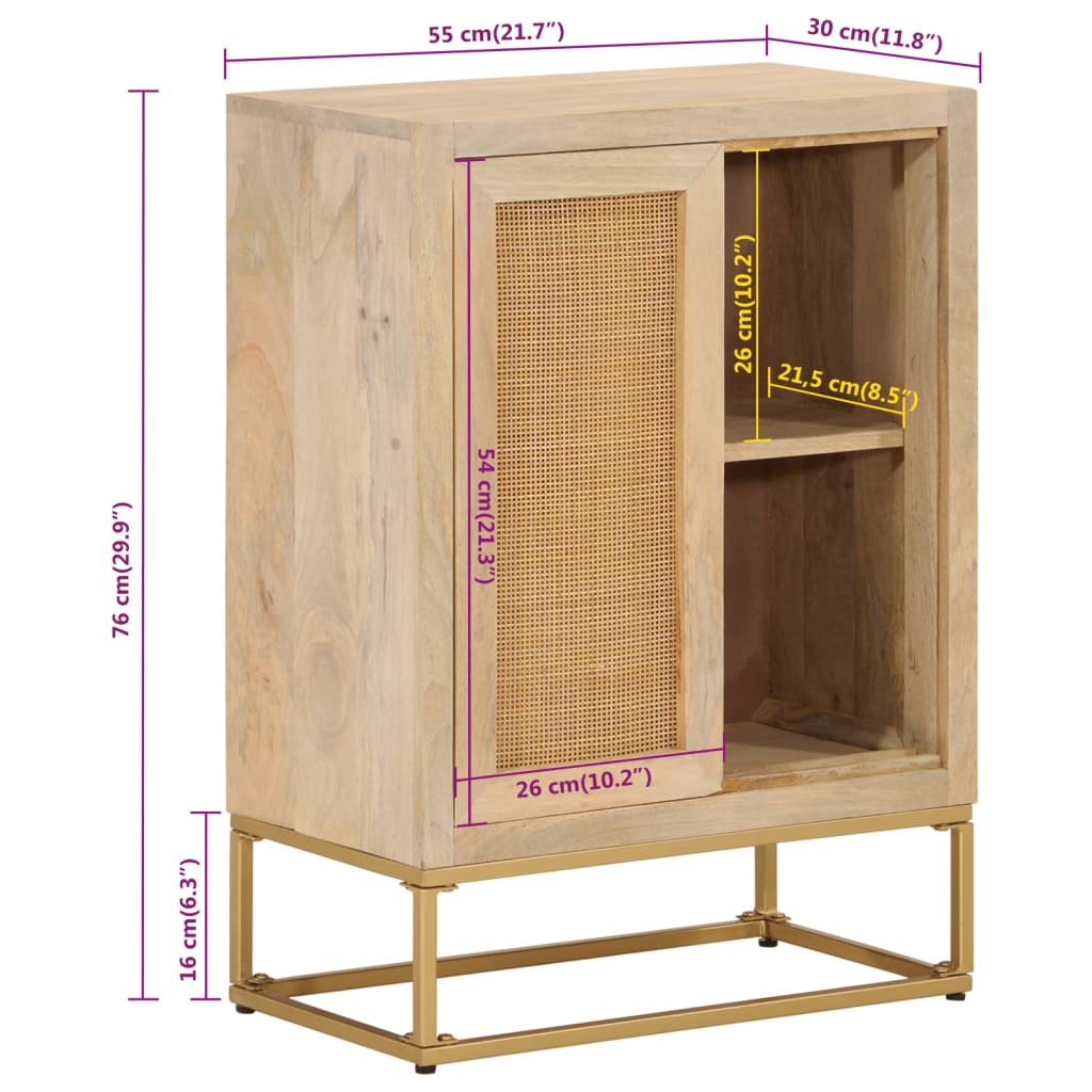 Sideboard 55x30x76 cm Massivholz Mango und Eisen