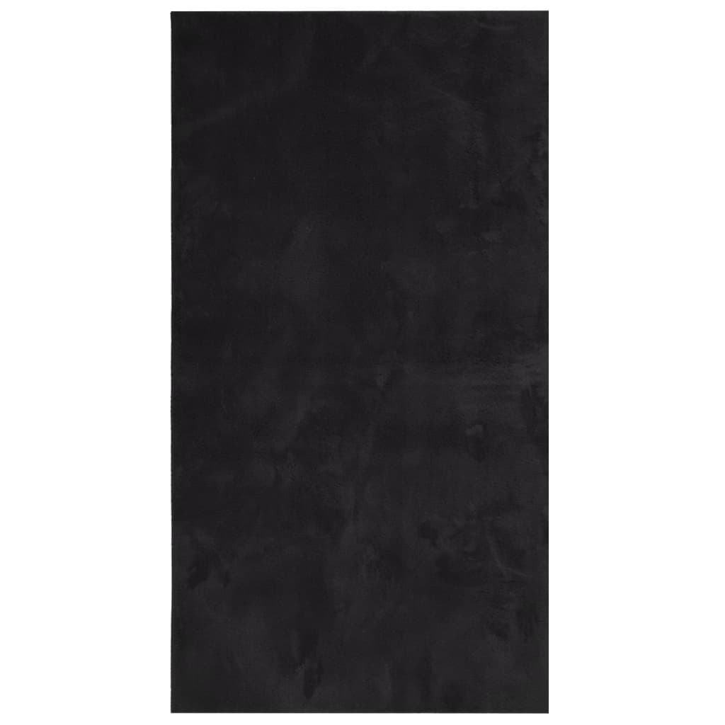 Teppich HUARTE Kurzflor Weich und Waschbar Schwarz 60x110 cm