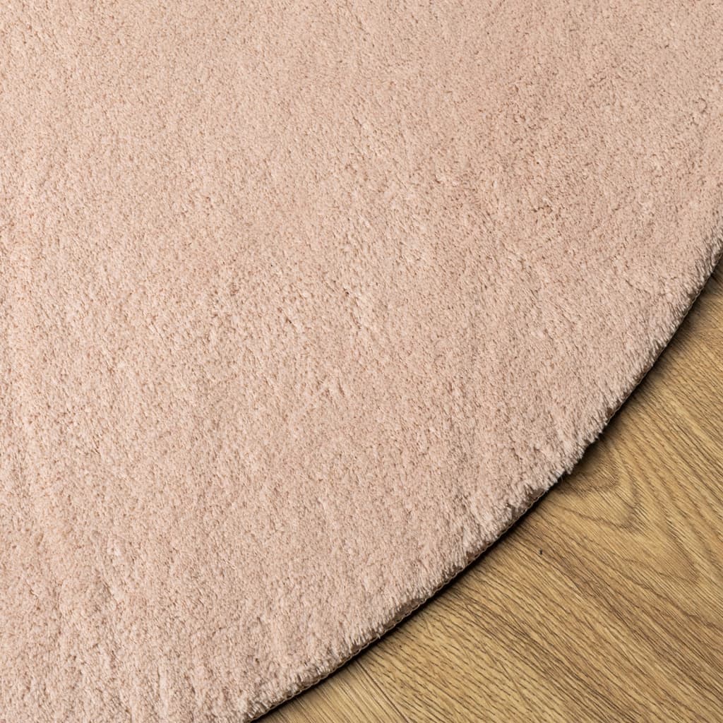 Teppich HUARTE Kurzflor Weich und Waschbar Blassrosa Ø 100 cm