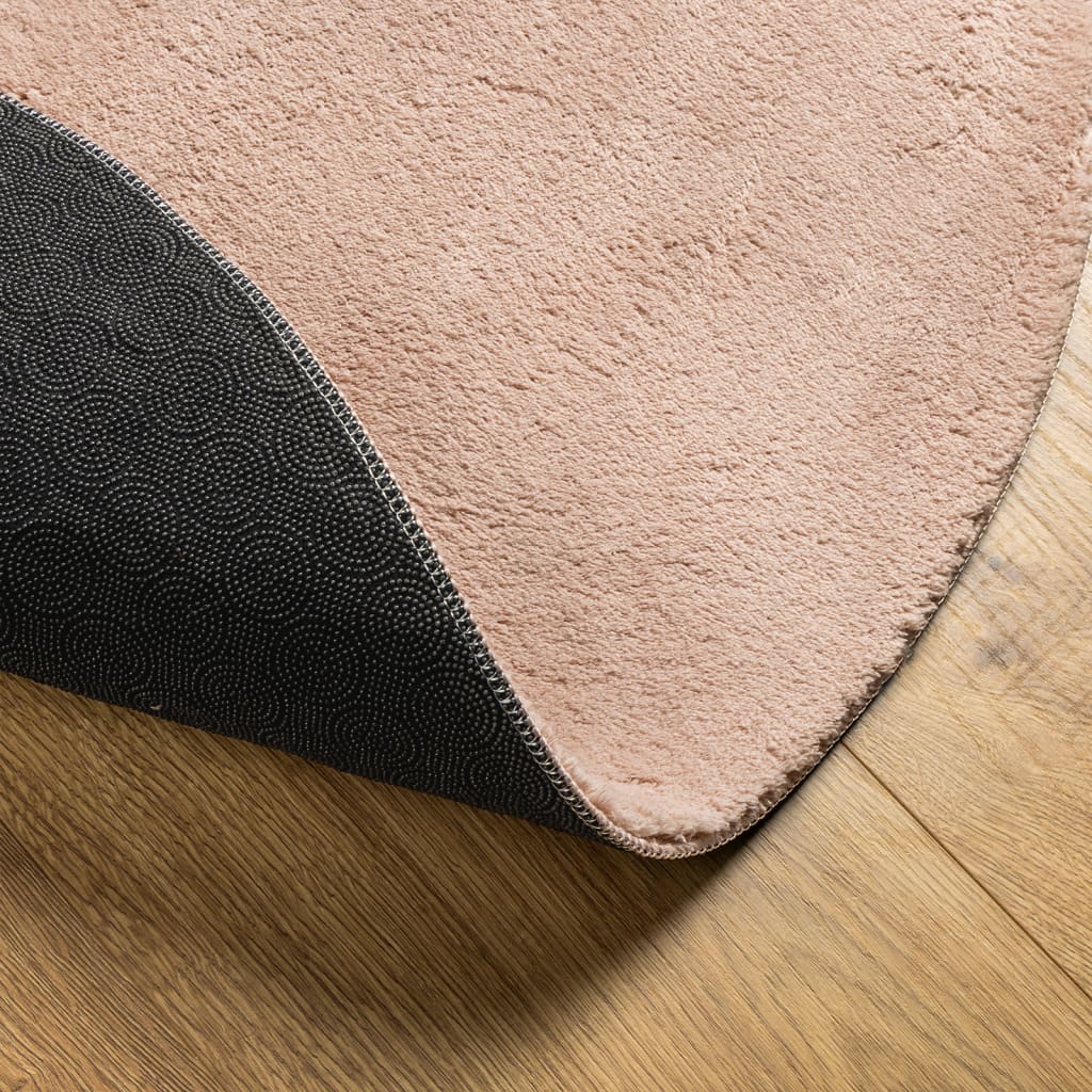 Teppich HUARTE Kurzflor Weich und Waschbar Blassrosa Ø 100 cm