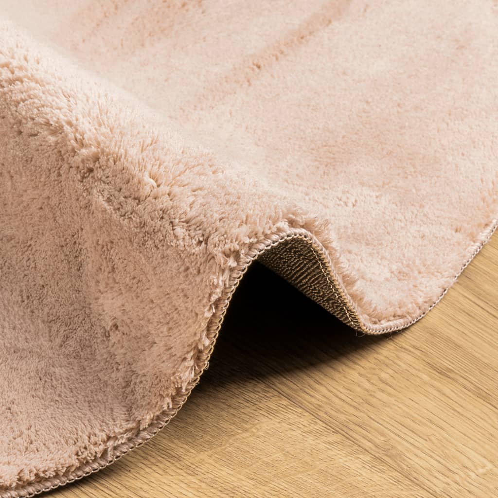 Teppich HUARTE Kurzflor Weich und Waschbar Blassrosa Ø 100 cm