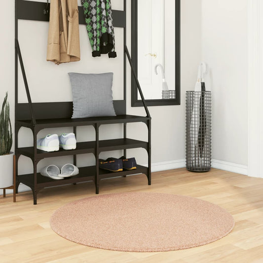 Teppich HUARTE Kurzflor Weich und Waschbar Blassrosa Ø 100 cm