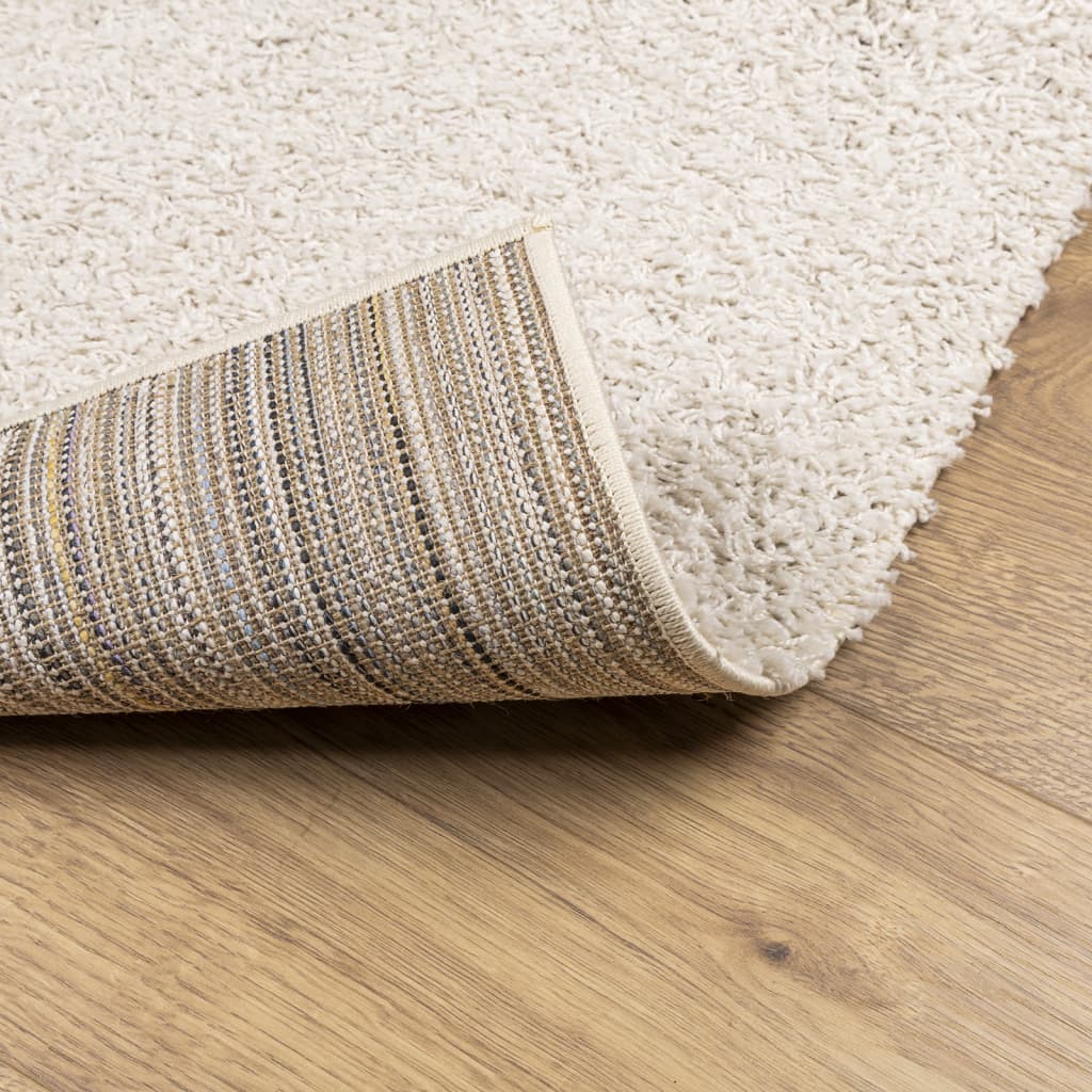 Teppich Shaggy Hochflor Modern Creme 120x120 cm