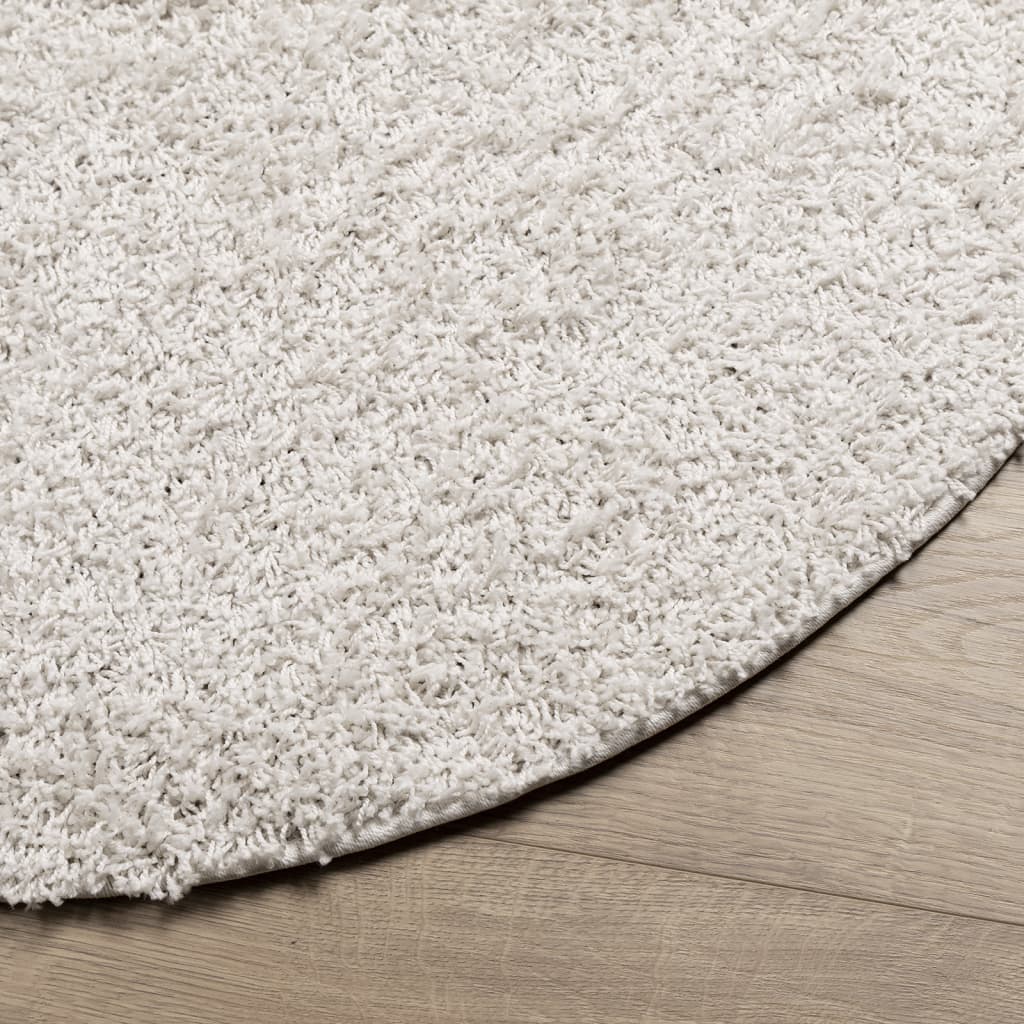 Teppich Shaggy Hochflor Modern Creme Ø 120 cm