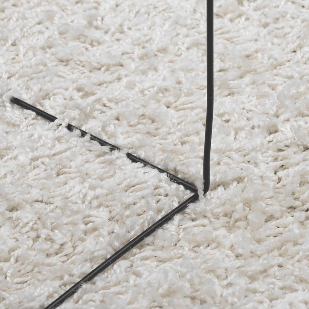 Teppich Shaggy Hochflor Modern Creme Ø 120 cm