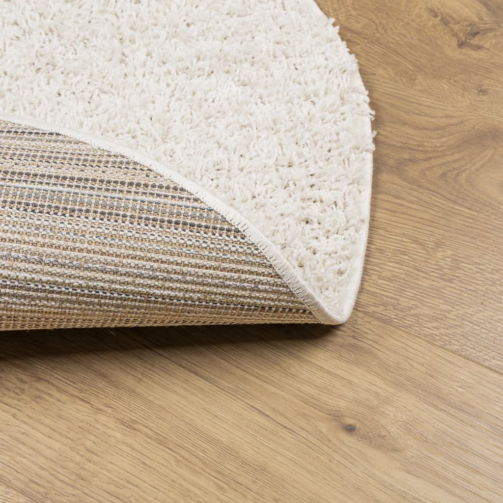 Teppich Shaggy Hochflor Modern Creme Ø 200 cm