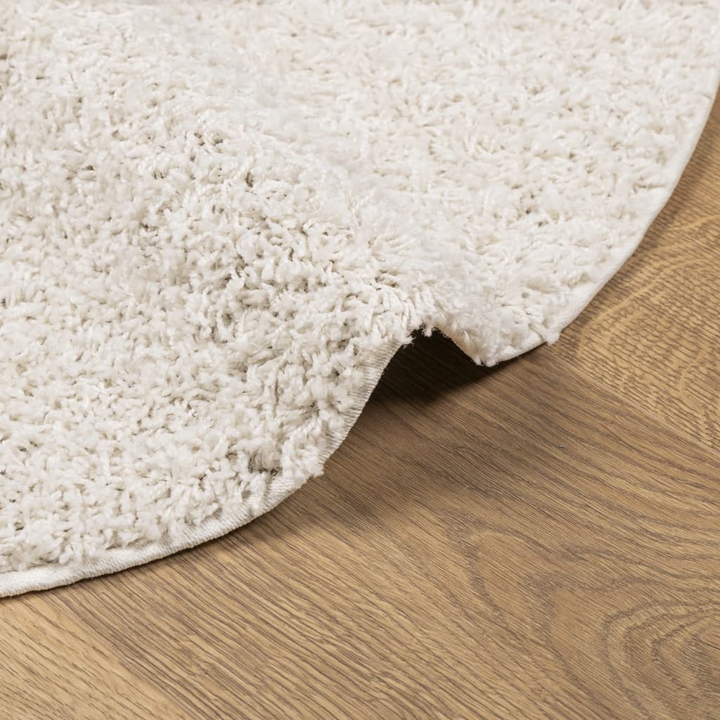 Teppich Shaggy Hochflor Modern Creme Ø 200 cm