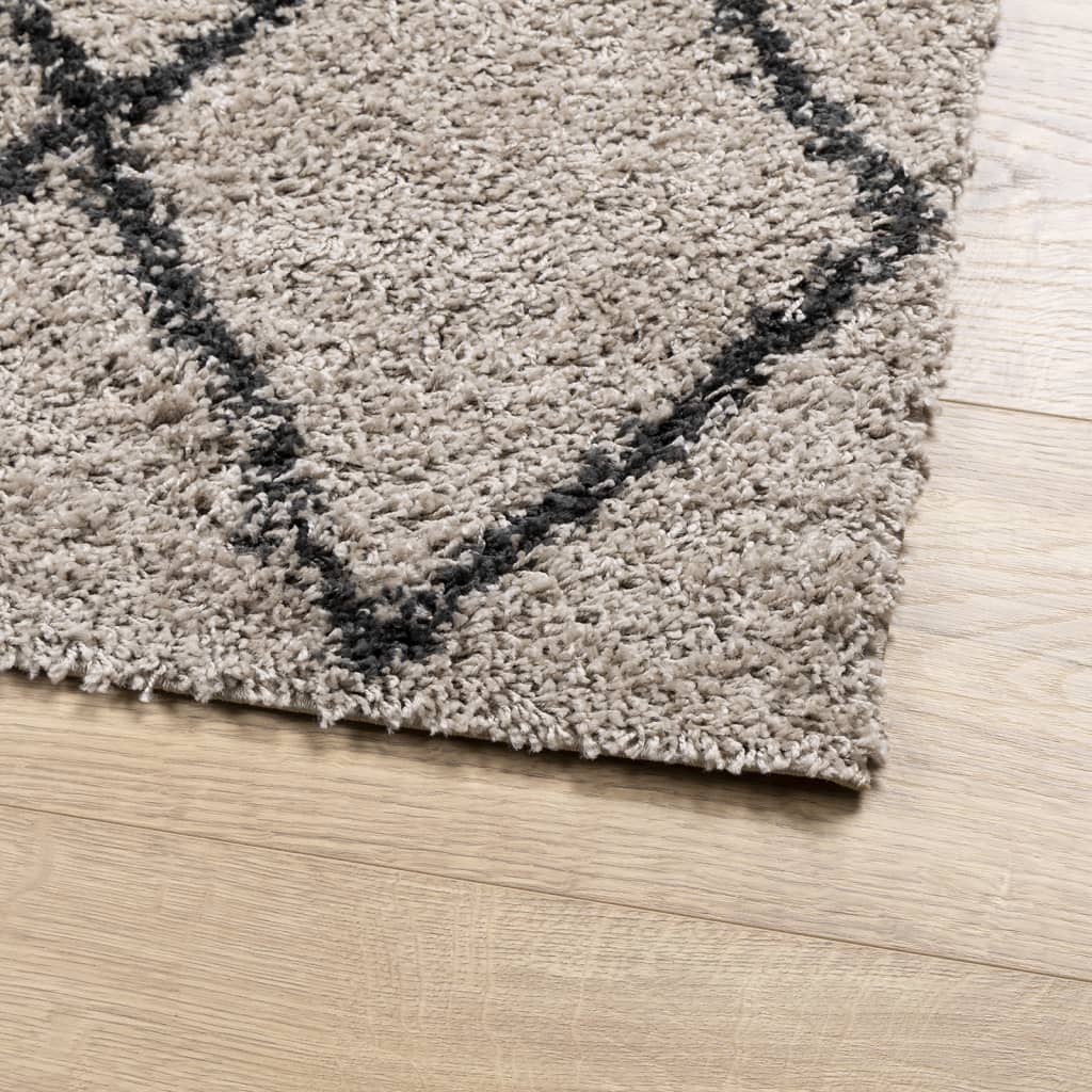 Teppich Shaggy Hochflor Modern Beige und Anthrazit 200x200 cm