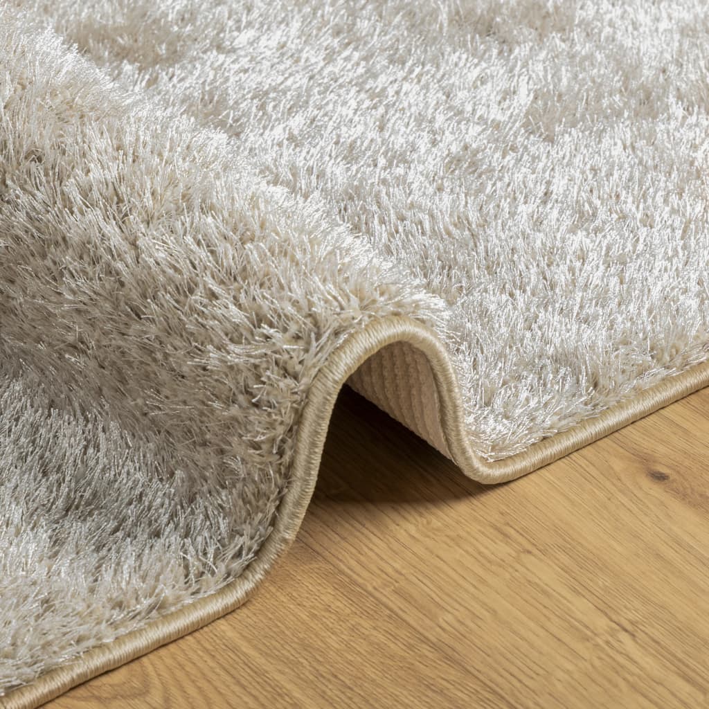 Teppich ISTAN Hochflor Glänzend Beige 80x150 cm