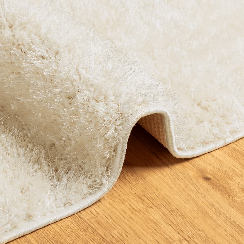 Teppich ISTAN Hochflor Glänzend Creme 80x150 cm