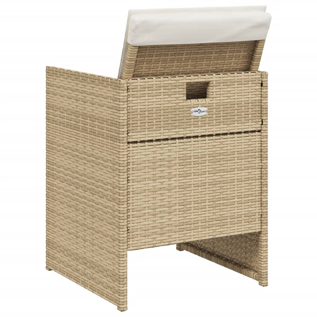 5-tlg. Garten-Essgruppe mit Kissen Beige Poly Rattan