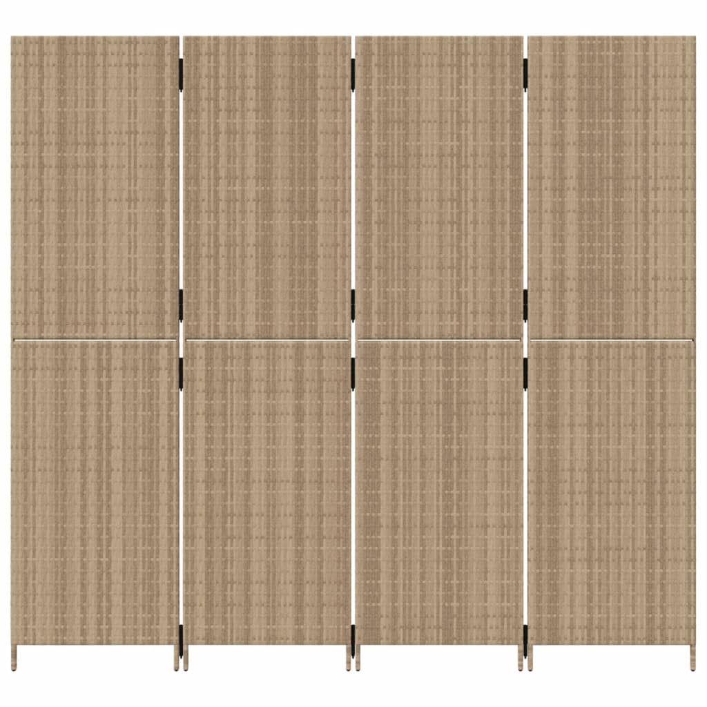 Paravent 4-tlg. Beige Poly Rattan