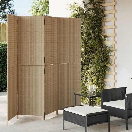 Paravent 4-tlg. Beige Poly Rattan